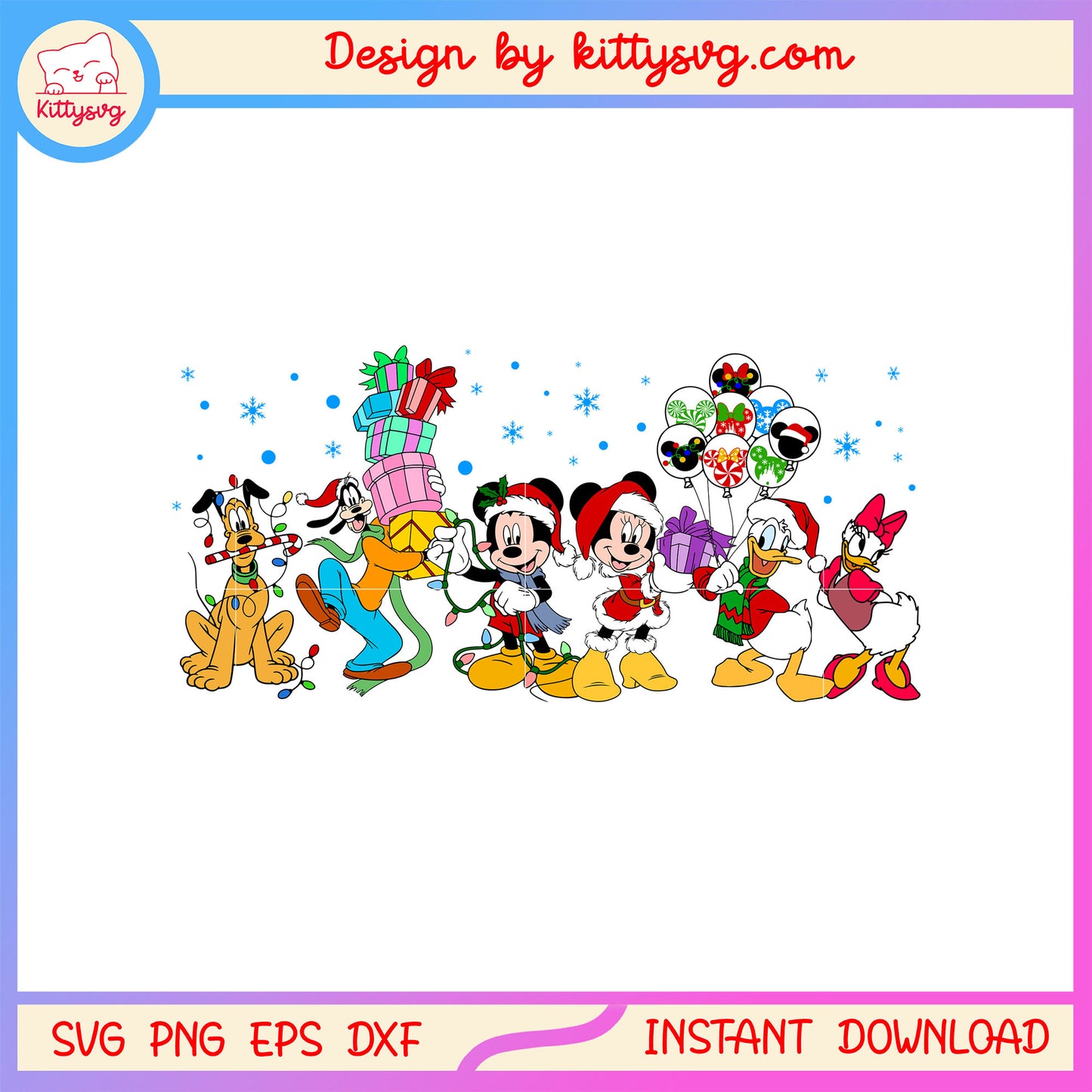 Mickey disney characters happy christmas art svg, disney characters svg