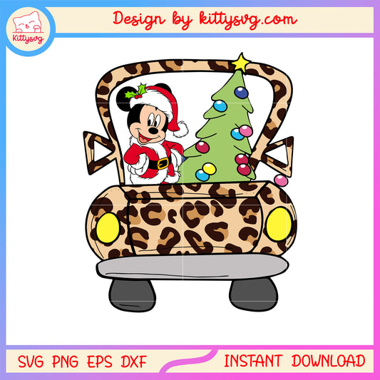 Mickey disney with christmas tree in car svg, christmas day svg