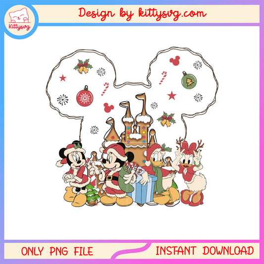 Mickey friends castle gingerbread christmas png, mickey mouse png
