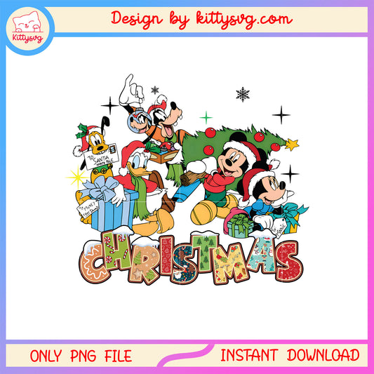 Mickey friends with christmas tree gif png, disney film png