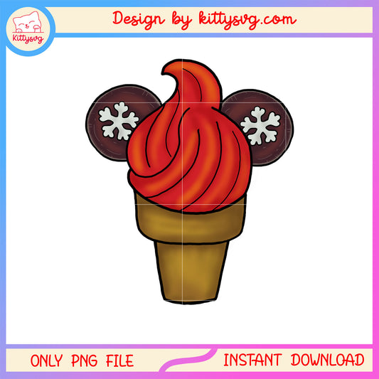 Mickey mouse ear christmas ice cream png, clipart christmas png
