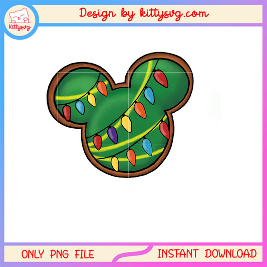 Mickey mouse ear green christmas lights png, christmas images png