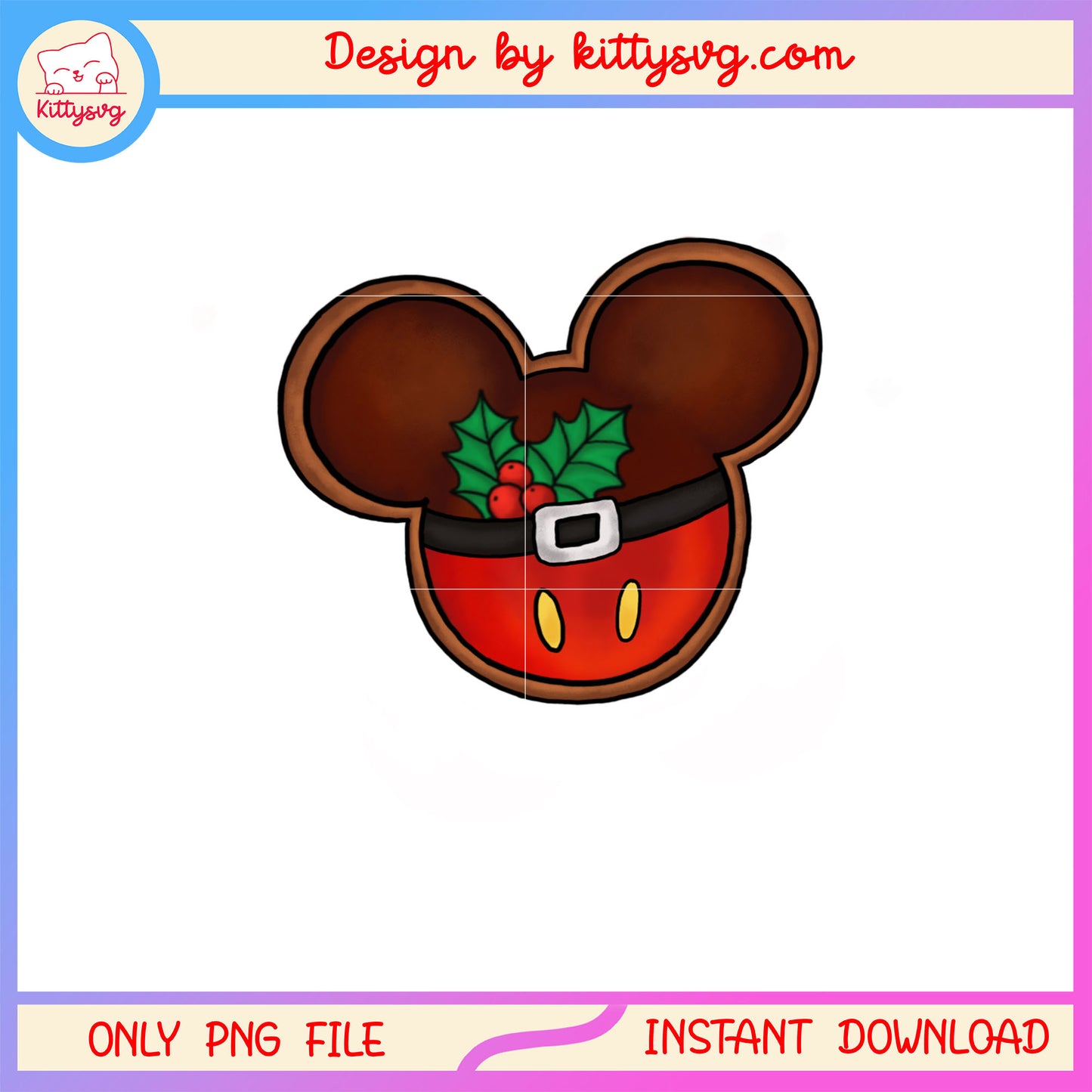 Mickey mouse ear santa head christmas png, christmas pic png