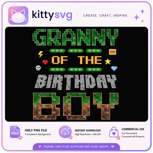 Minecraft Granny Of The Birthday Boy PNG, Gamer Birthday PNG, Gaming PNG