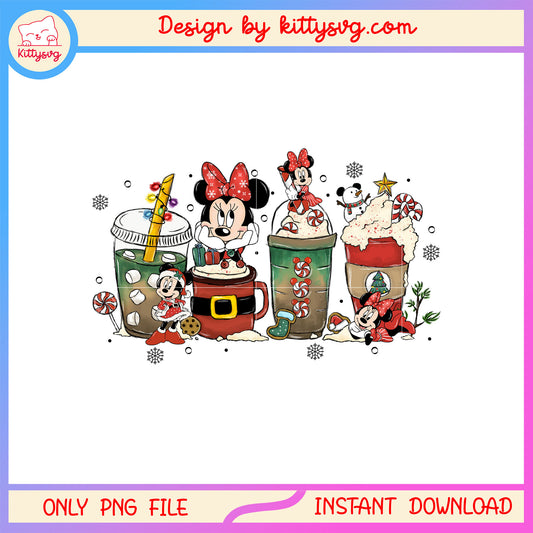 Minnie disney merry christmas coffee cup png, minnie mouse png
