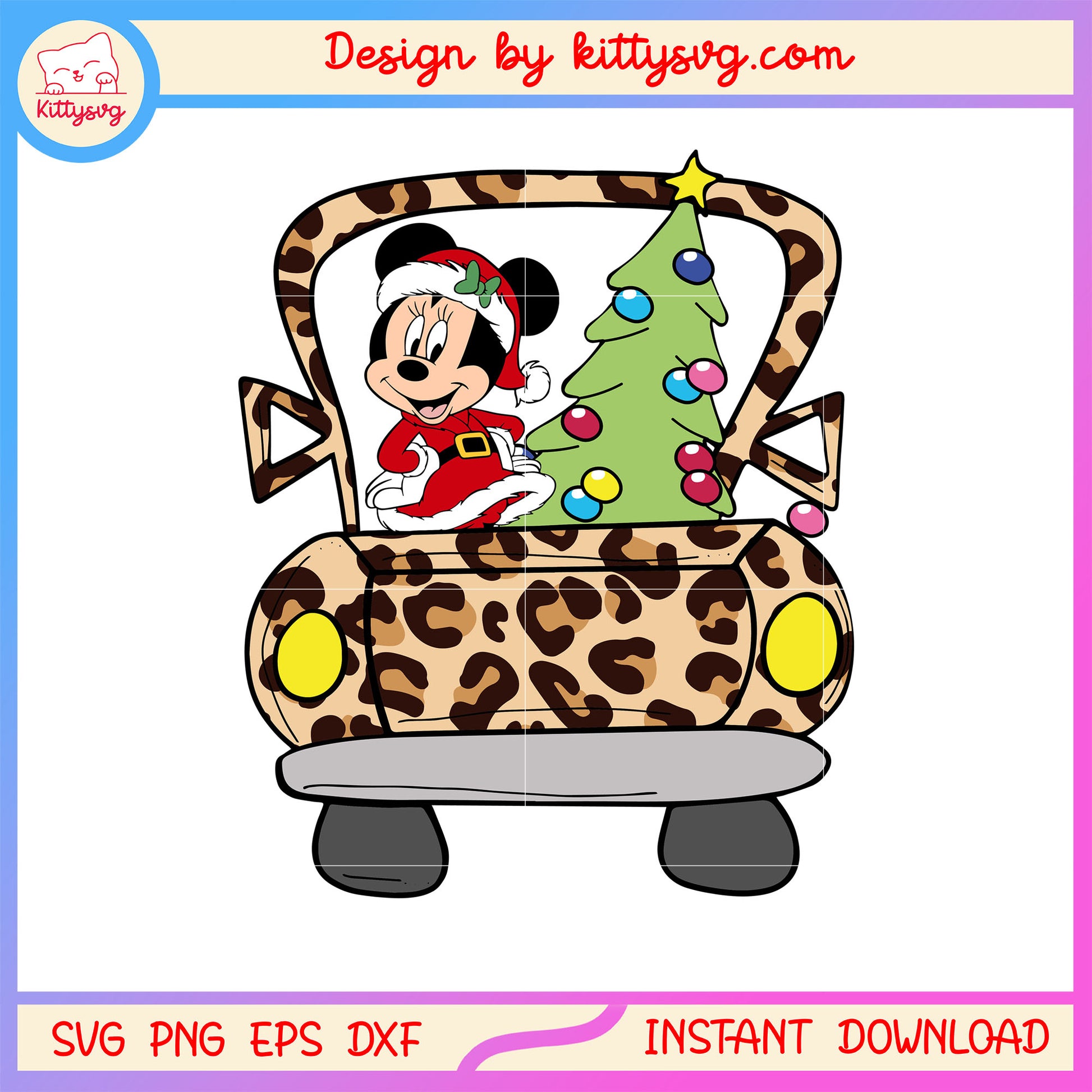 Minnie disney with christmas tree in car svg, christmas disney svg