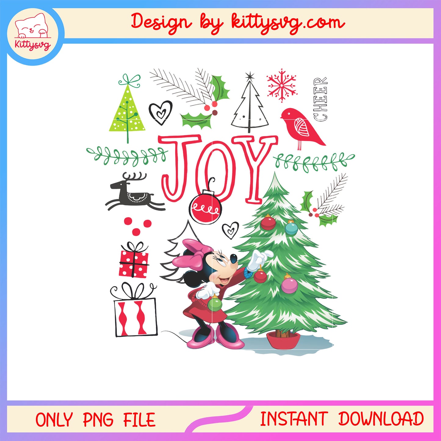 Minnie joy christmas tree clipart png, minnie mouse cartoon png