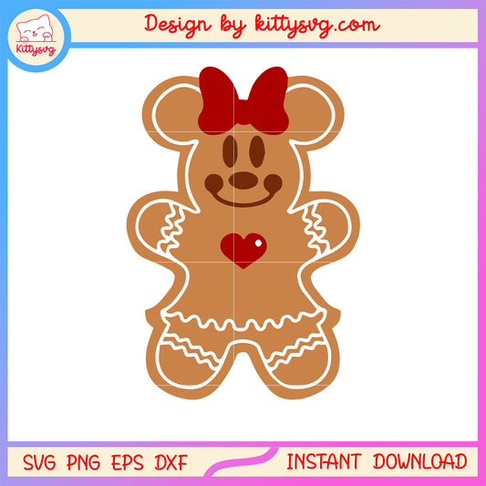 Minnie mouse cookie christmas svg, disney christmas characters svg