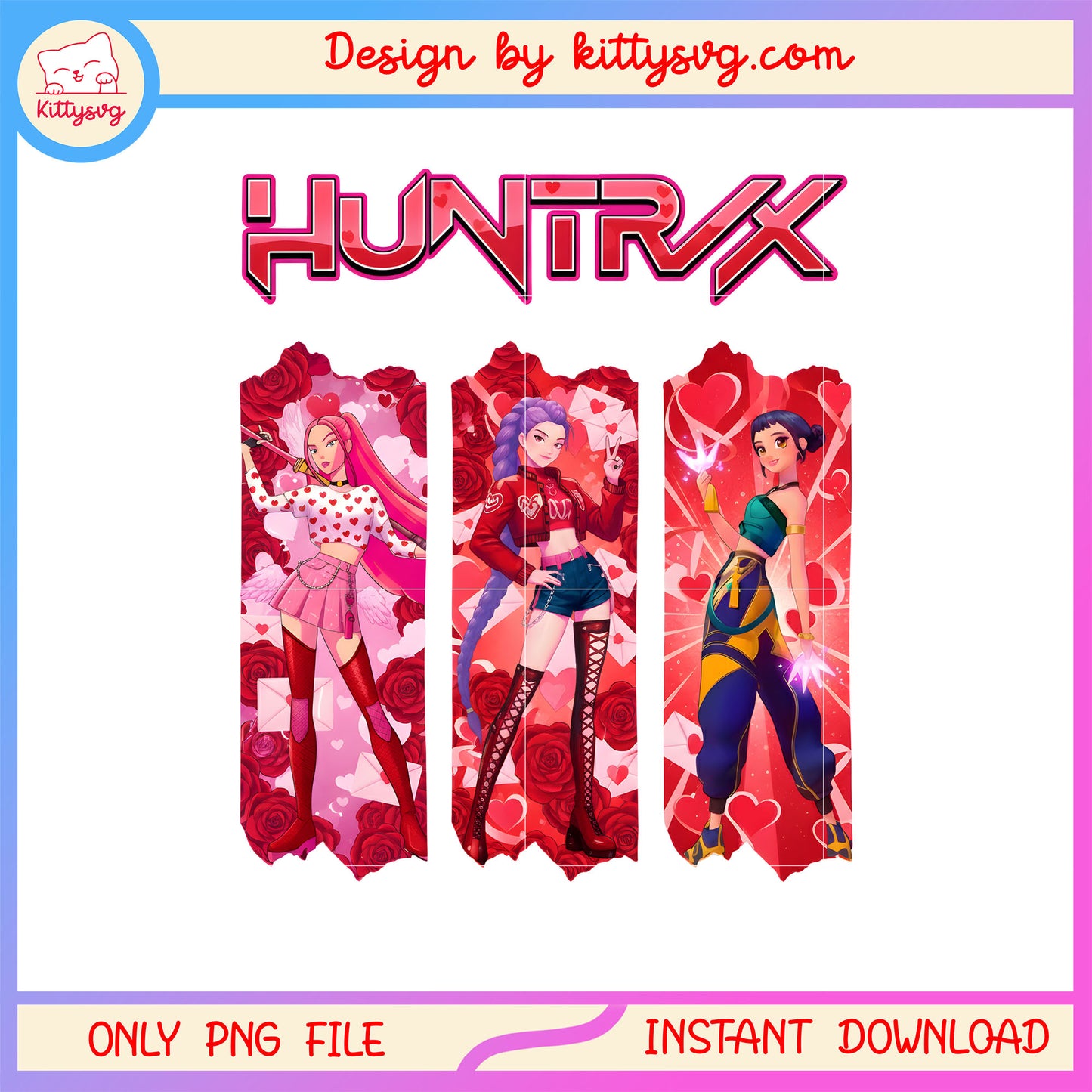 Mira and her friends on valentine day  png,  kpop demon hunters png