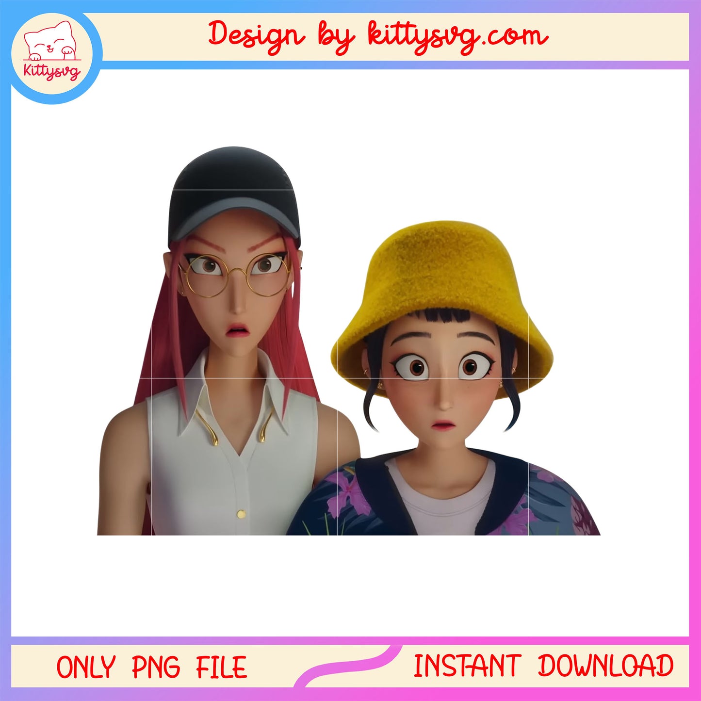 Mira and zoey character design png, the huntrix group png