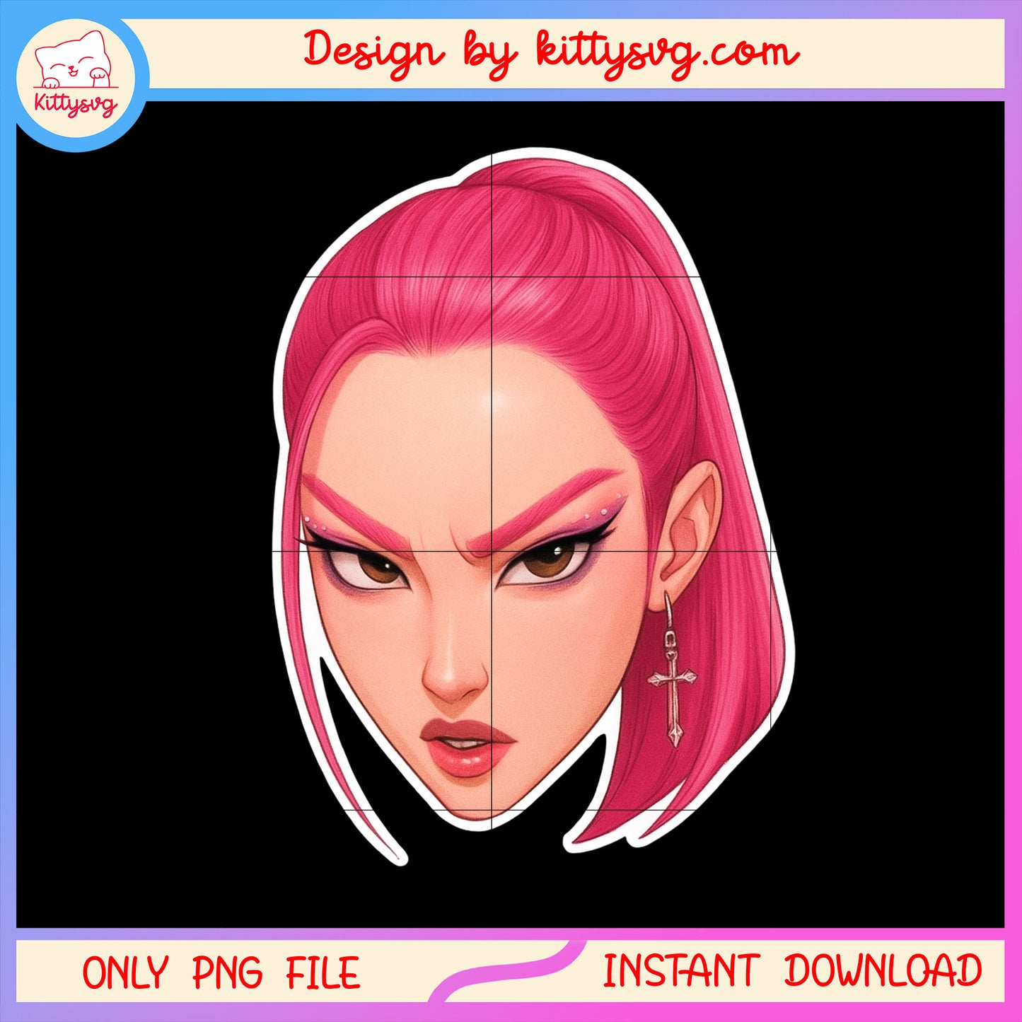 Mira angry face design png, mira kpop demnon hunters png