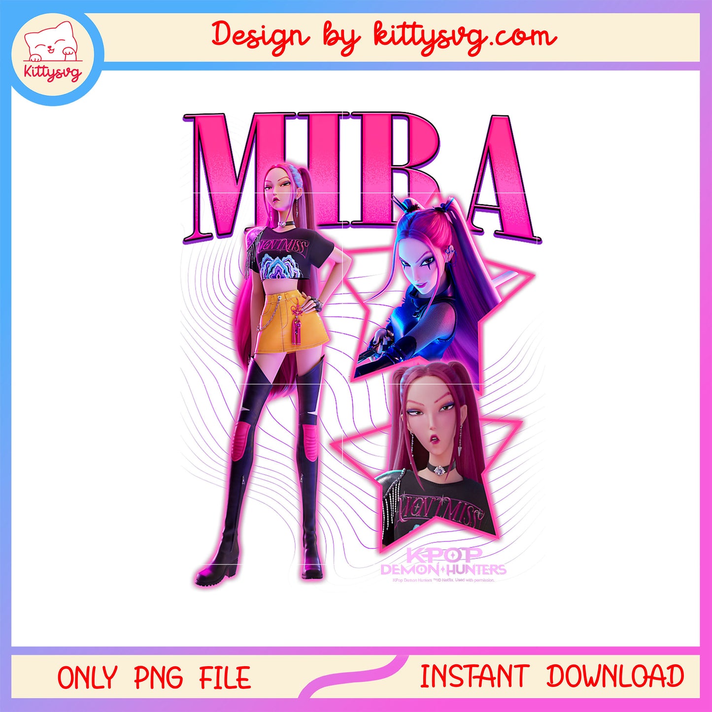 Mira character showcase retro design png, mira kpop demon hunters png