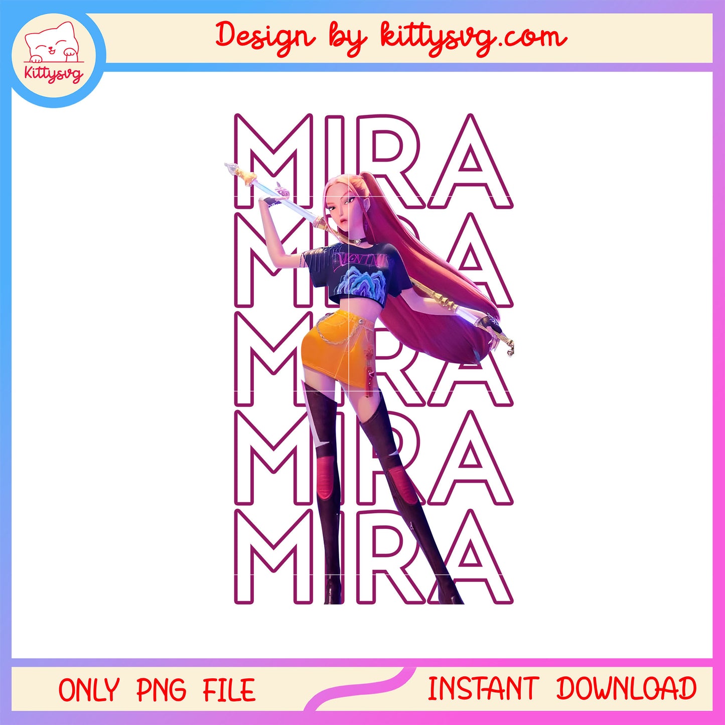 Mira kpop demon hunters design png, mira character png