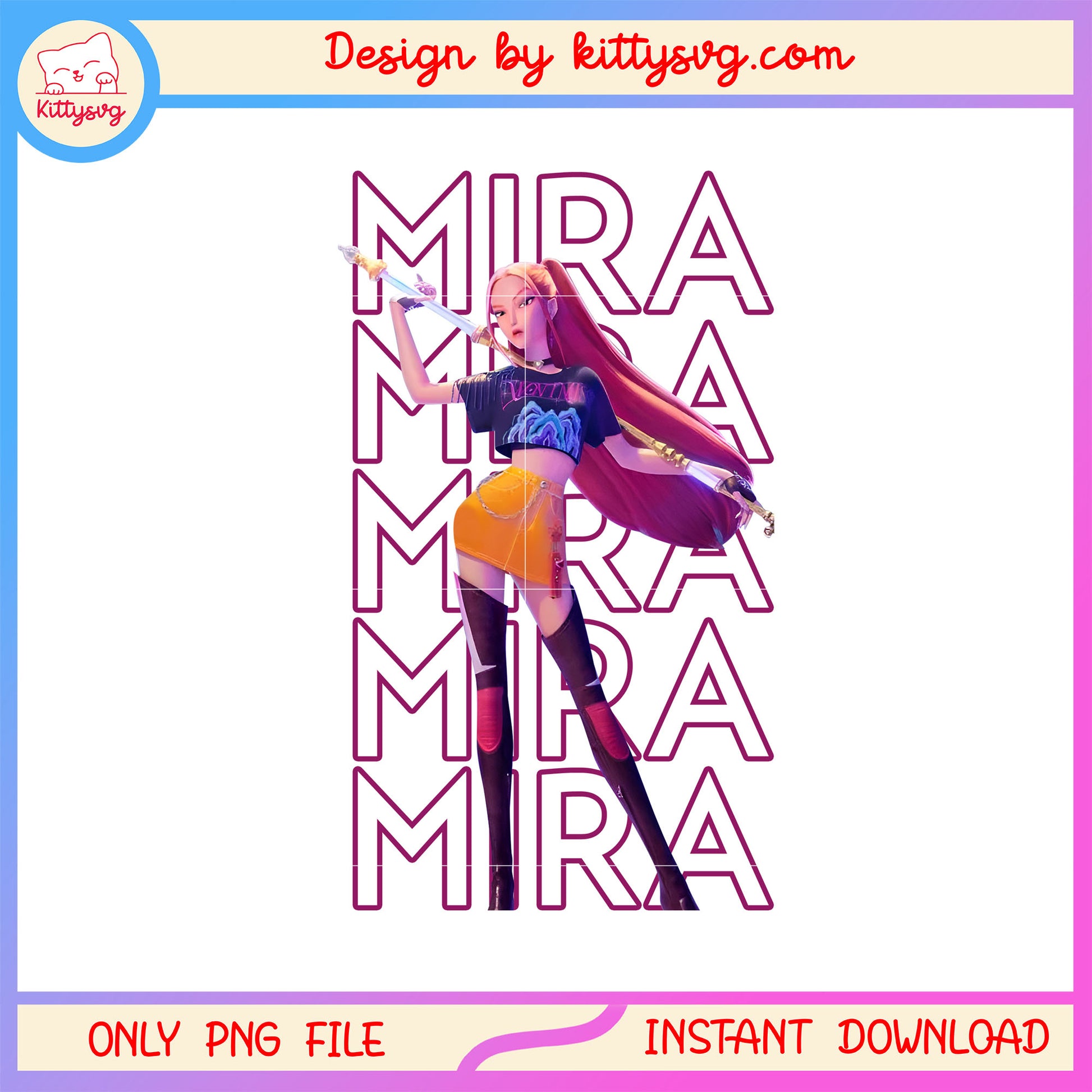 Mira kpop demon hunters design png, mira character png