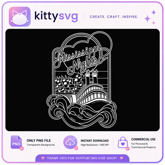 Mississippi Nights Riverboat PNG, Music Notes River PNG, St Louis PNG