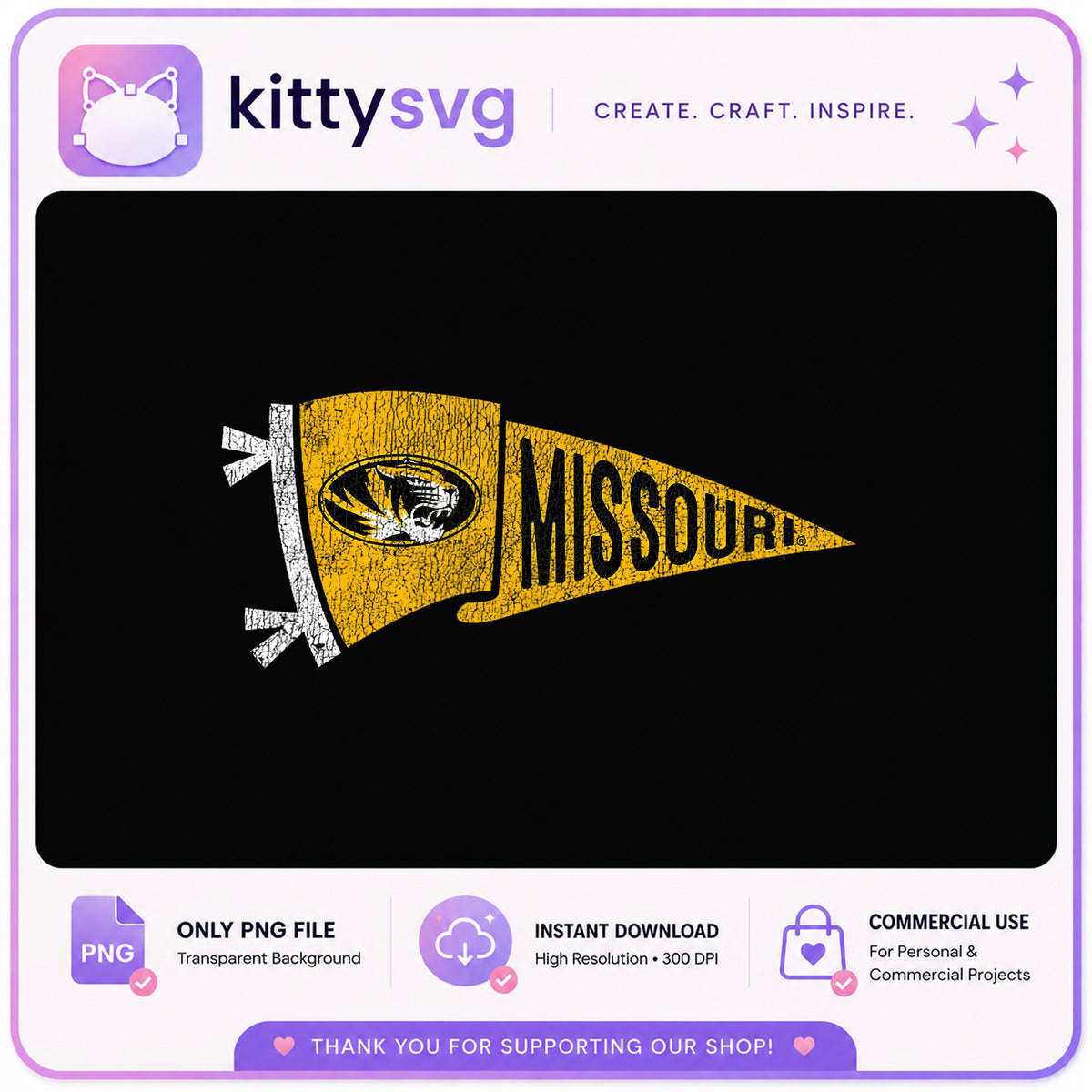 Missouri Tigers Pennant PNG, Mizzou Football PNG, College PNG