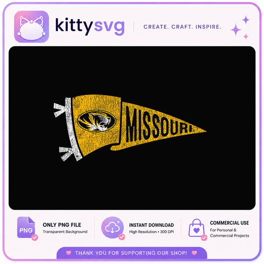 Missouri Tigers Pennant PNG, Mizzou Football PNG, College PNG