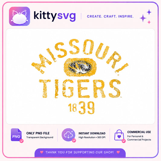 Missouri Tigers Vintage PNG, Mizzou Football PNG, College PNG
