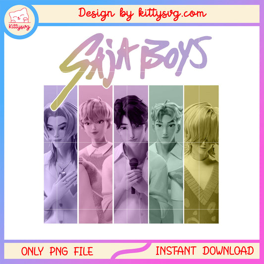 Modern kpop saja boys members png, kpop demon hunters boys png