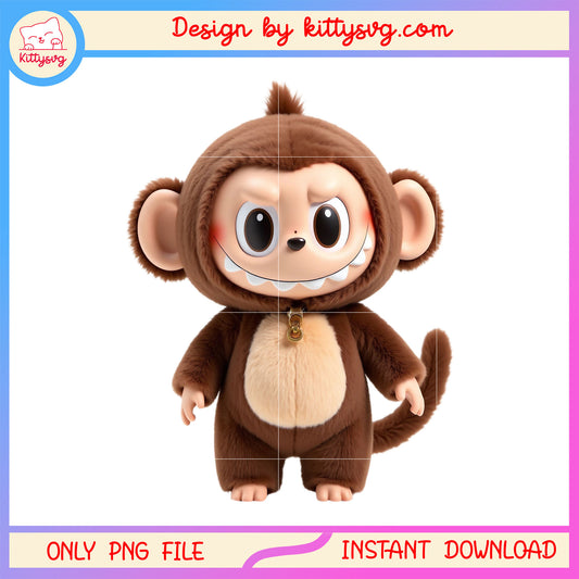 Monkey labubu cute doll costume png, labubu drawing png, labubu art png