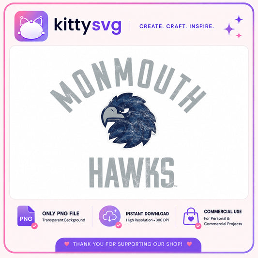 Monmouth Hawks PNG, College Mascot PNG, Instant Download PNG