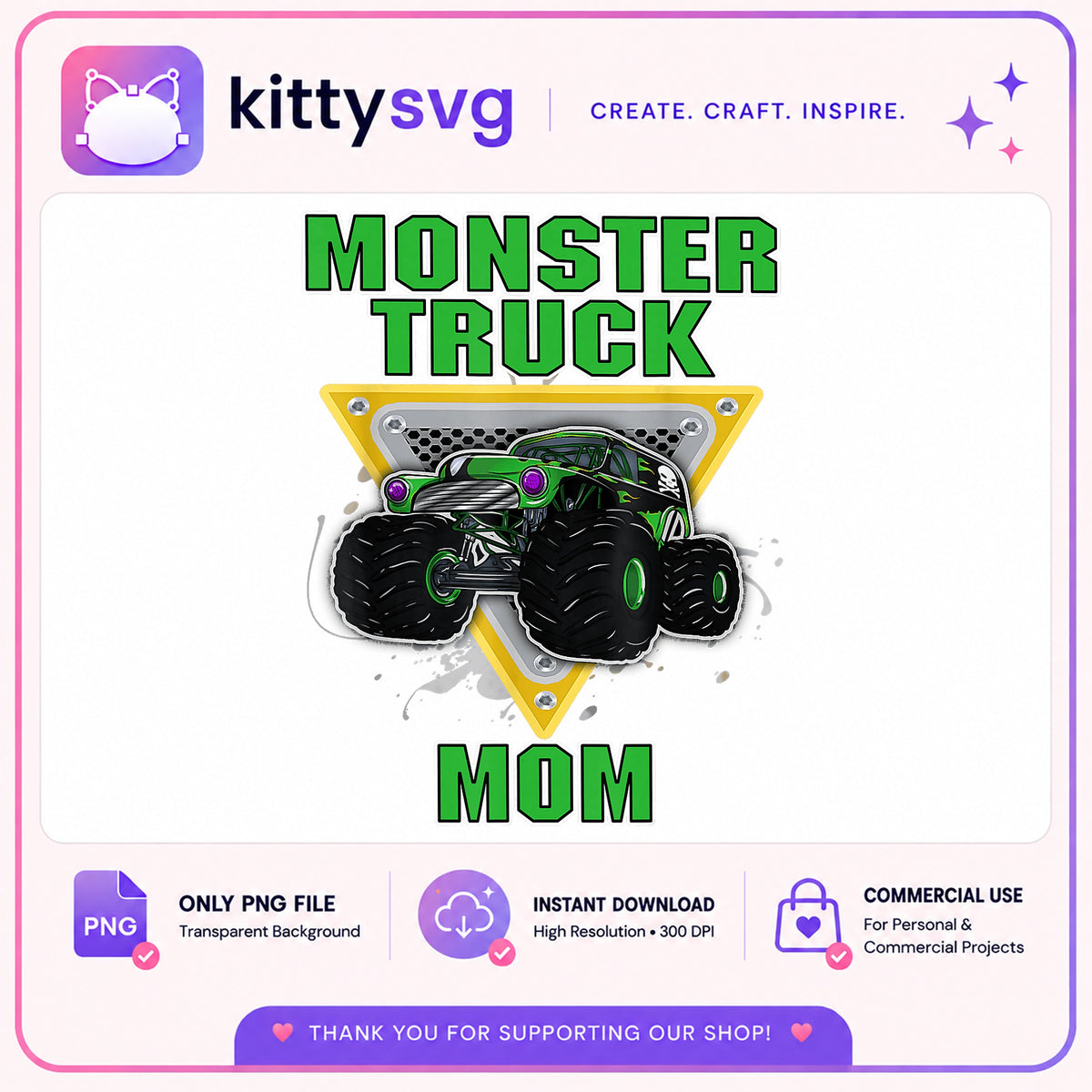 Monster Truck Mom PNG, Monster Truck Mama PNG, Truck Mom PNG