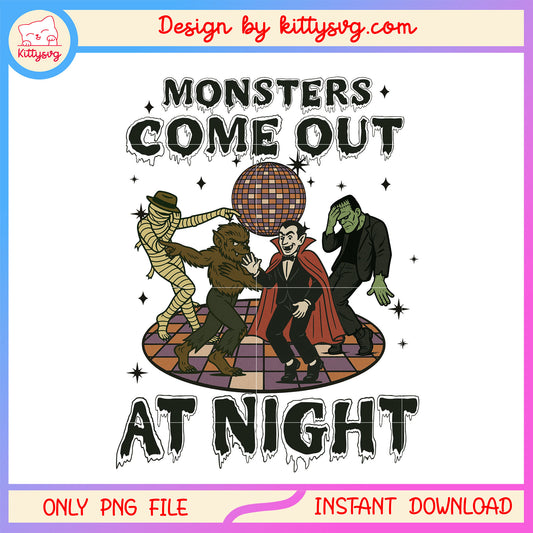 Monster come out at night png, halloween countdown png, horror characters png