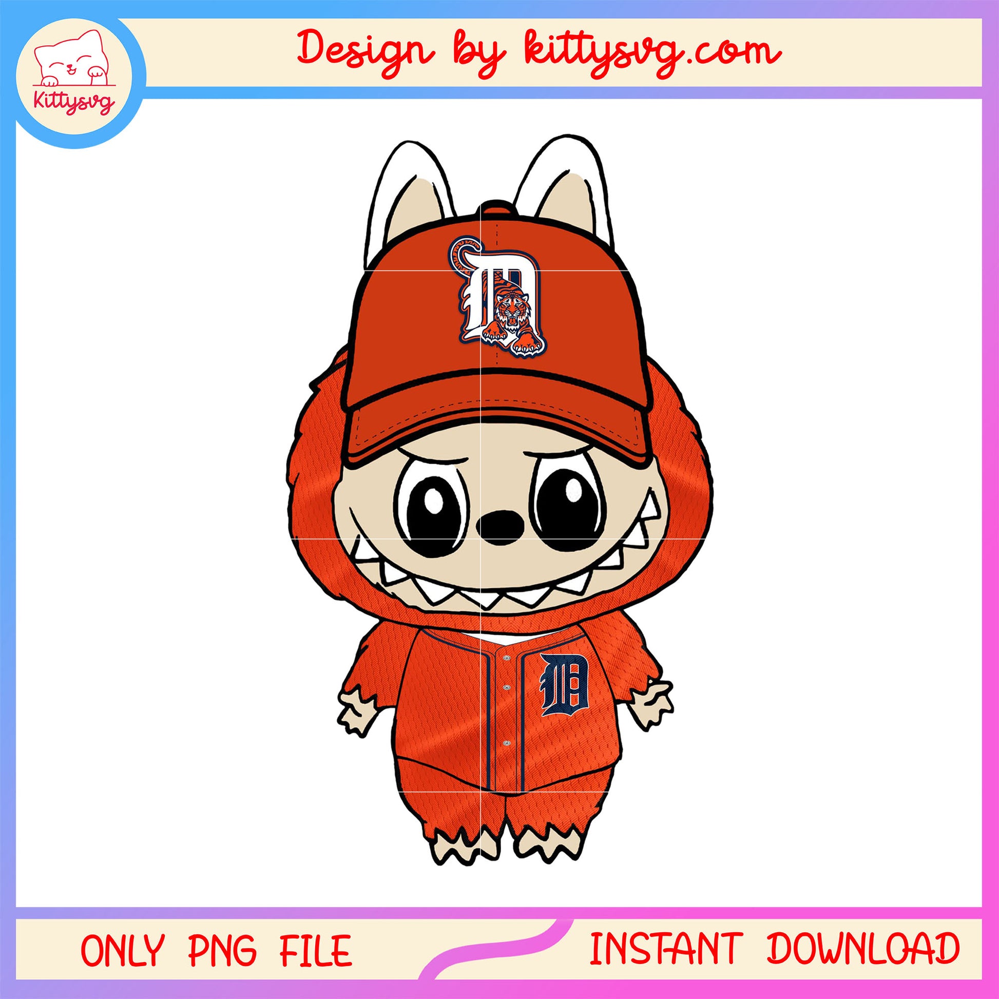 Monster detroit tigers labubu doll clothes png, detroit tigers png