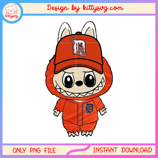 Monster detroit tigers labubu doll clothes png, detroit tigers png