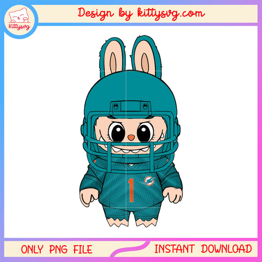 Monster labubu miami dolphins doll clothes png, miami dolphins png