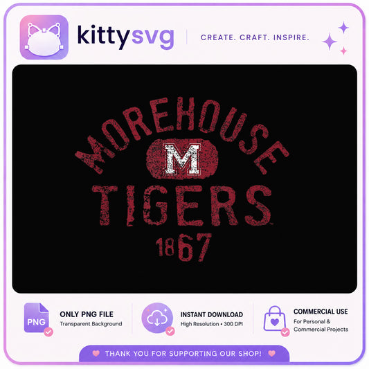 Morehouse Tigers 1867 PNG, HBCU Vintage Grunge, College PNG