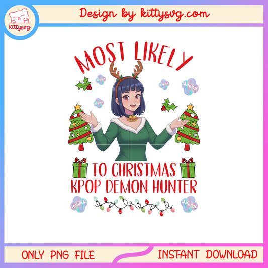 Most likely to christmas huntrix zoey png, zoey kpop demon hunters png 