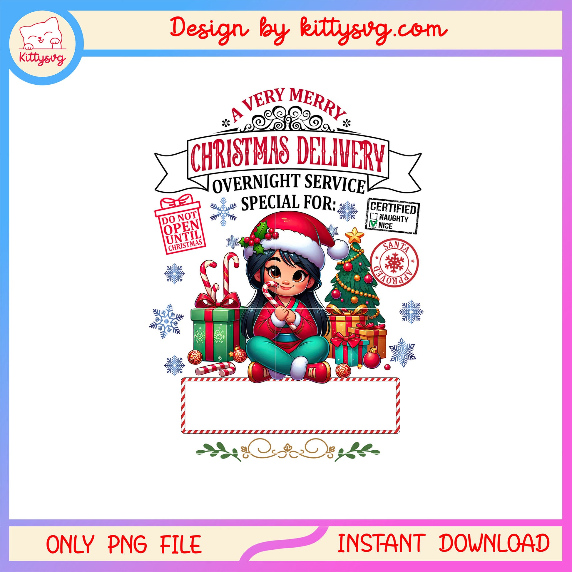 Mulan very merry christmas delivery png, disney mulan png