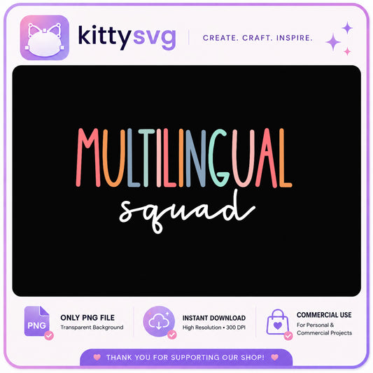 Multilingual Squad PNG, Language Teacher Shirt PNG, Bilingual PNG