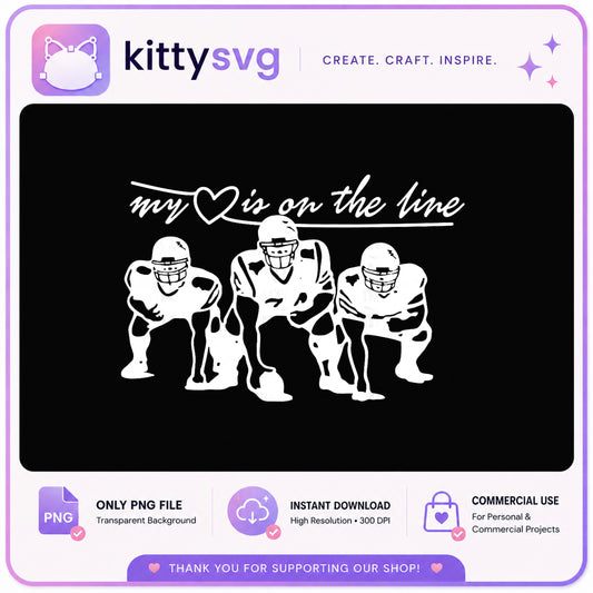 My Heart Is On The Line PNG, Football Mom PNG, Football PNG