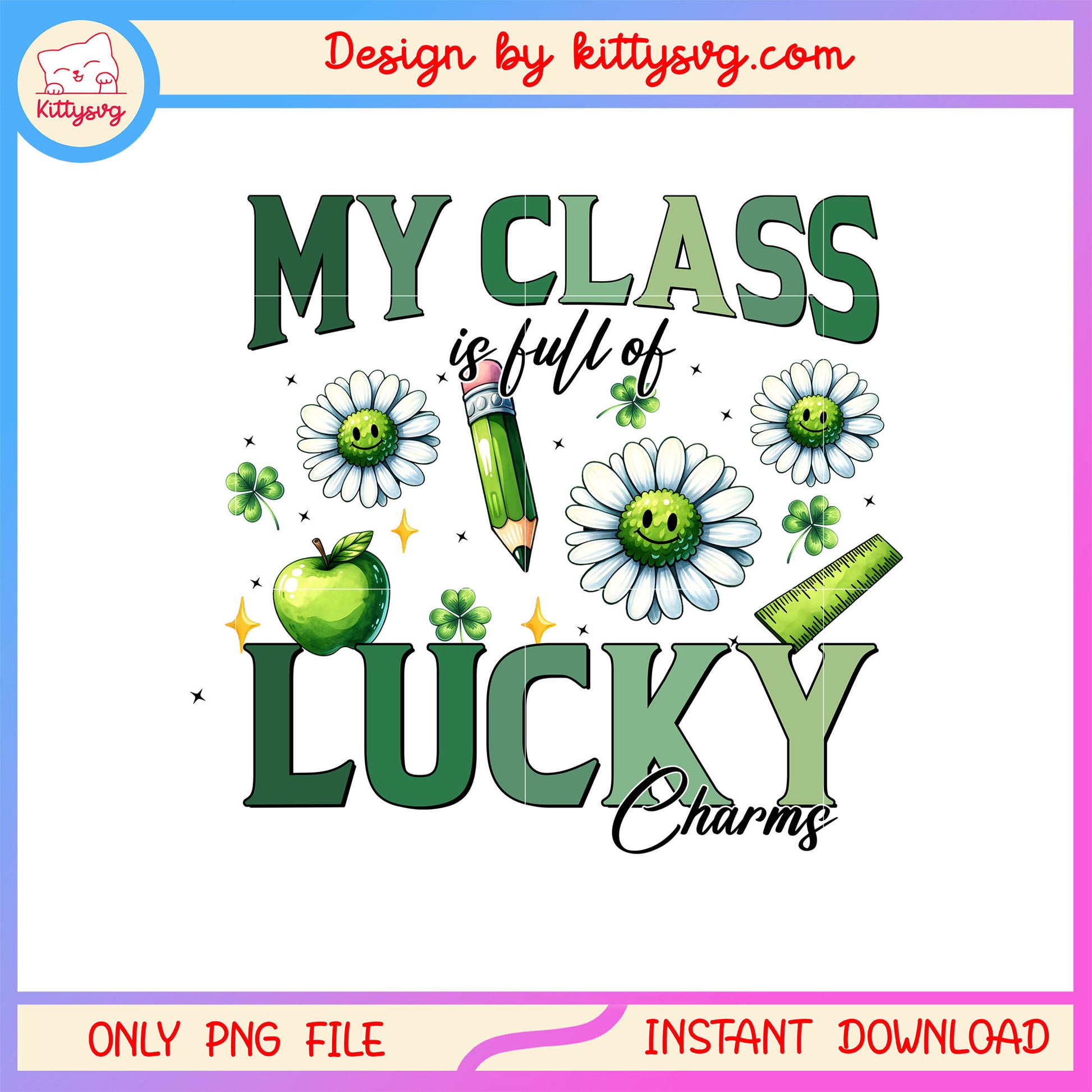 My class flower lucky green png, st patrick's day lucky charm png
