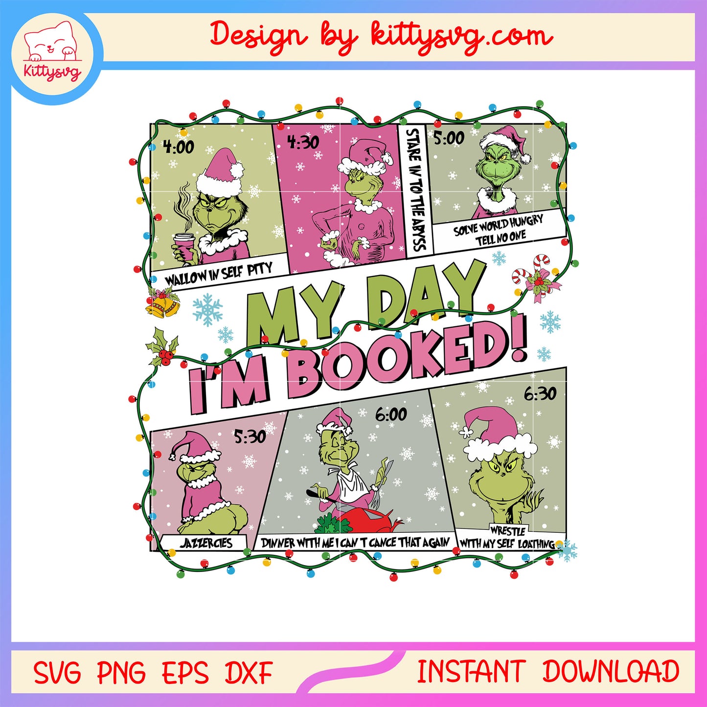 My day i'm booked grinch pink christmas svg, merry christmas svg