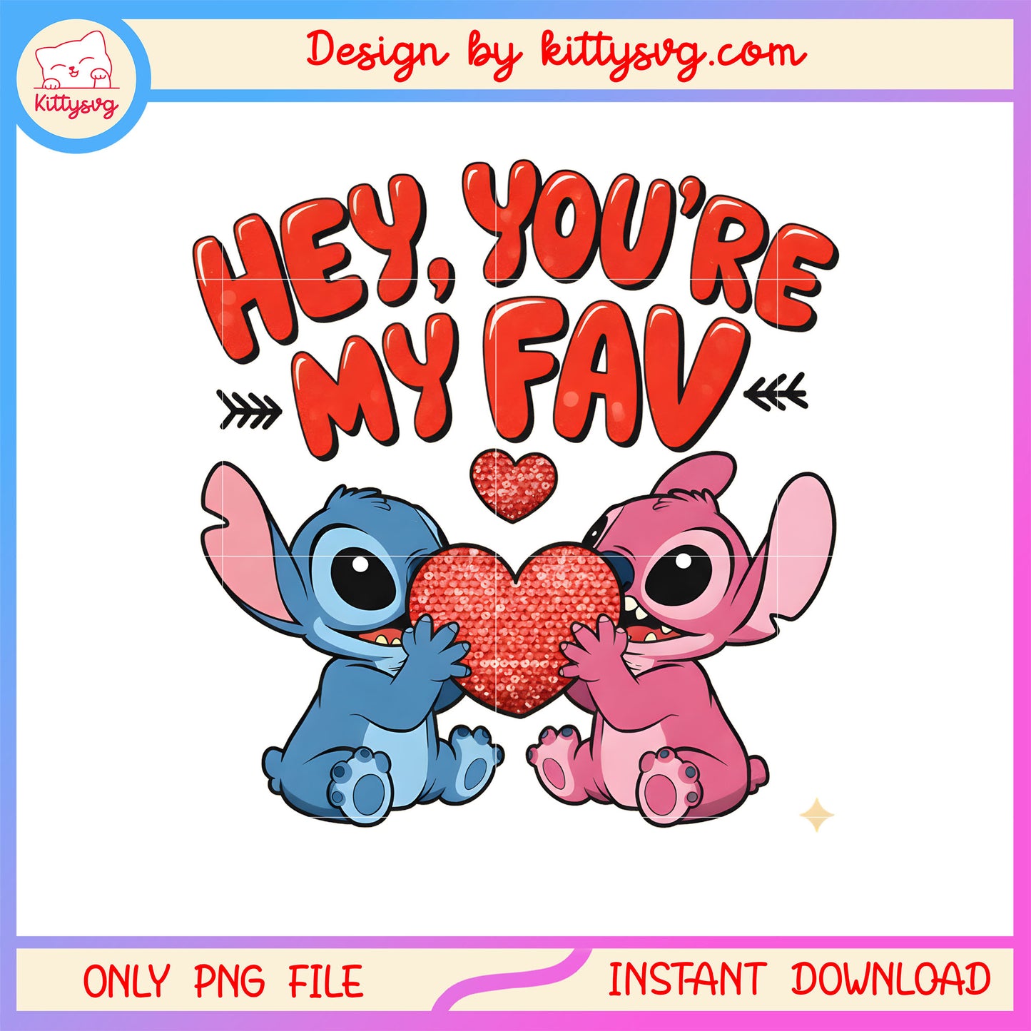 My fav glitter valentine png, stitch valentines day​​ png