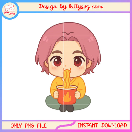 Mystery sja boys member eating noodle design png, saja boys mystery png
