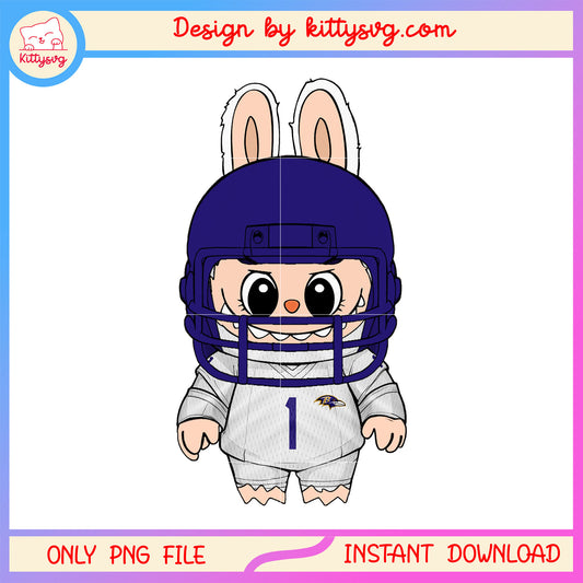 Ncaa baltimore ravens doll labubu clothes png, baltimore ravens png