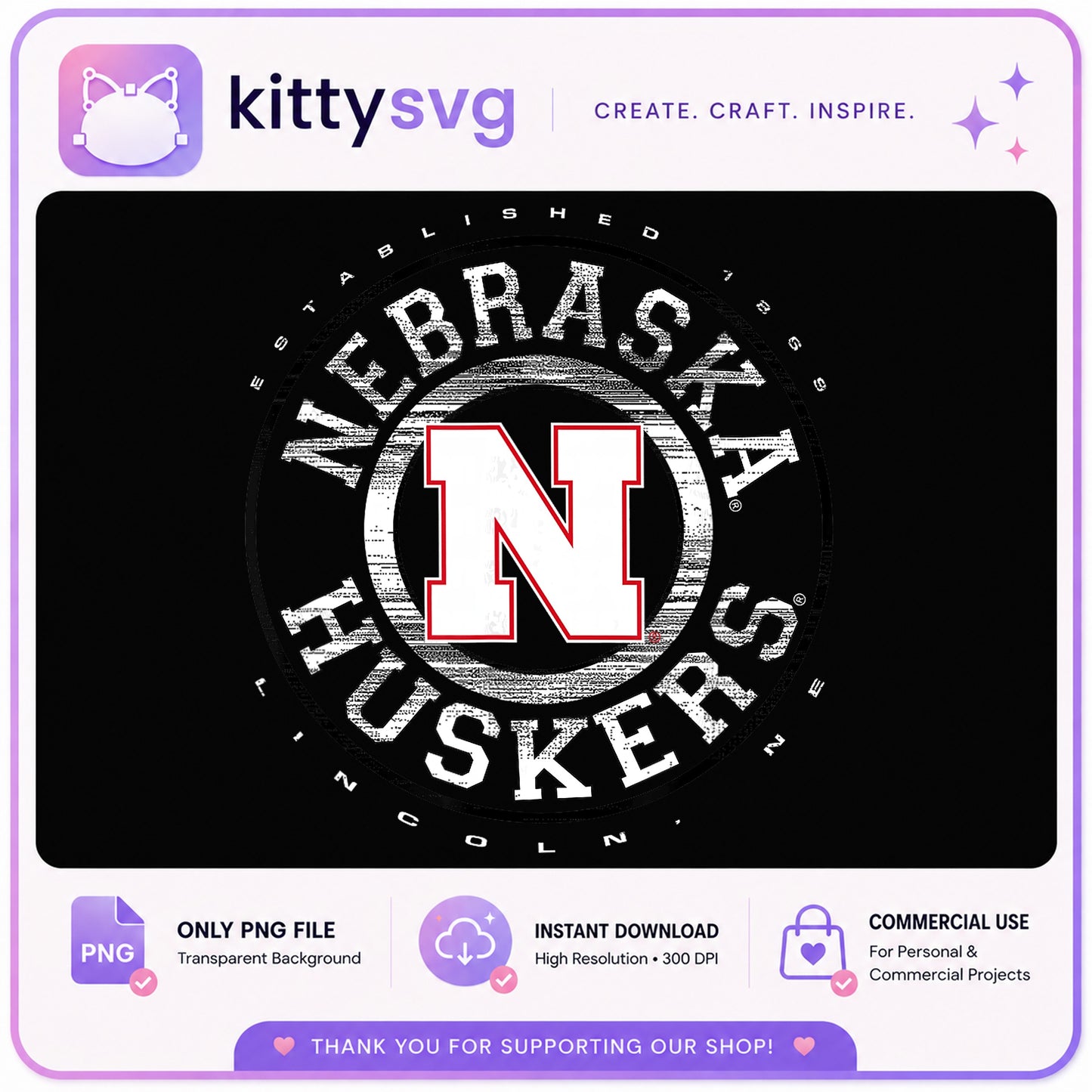 Nebraska Huskers PNG, Huskers Football Logo, Vintage Huskers PNG