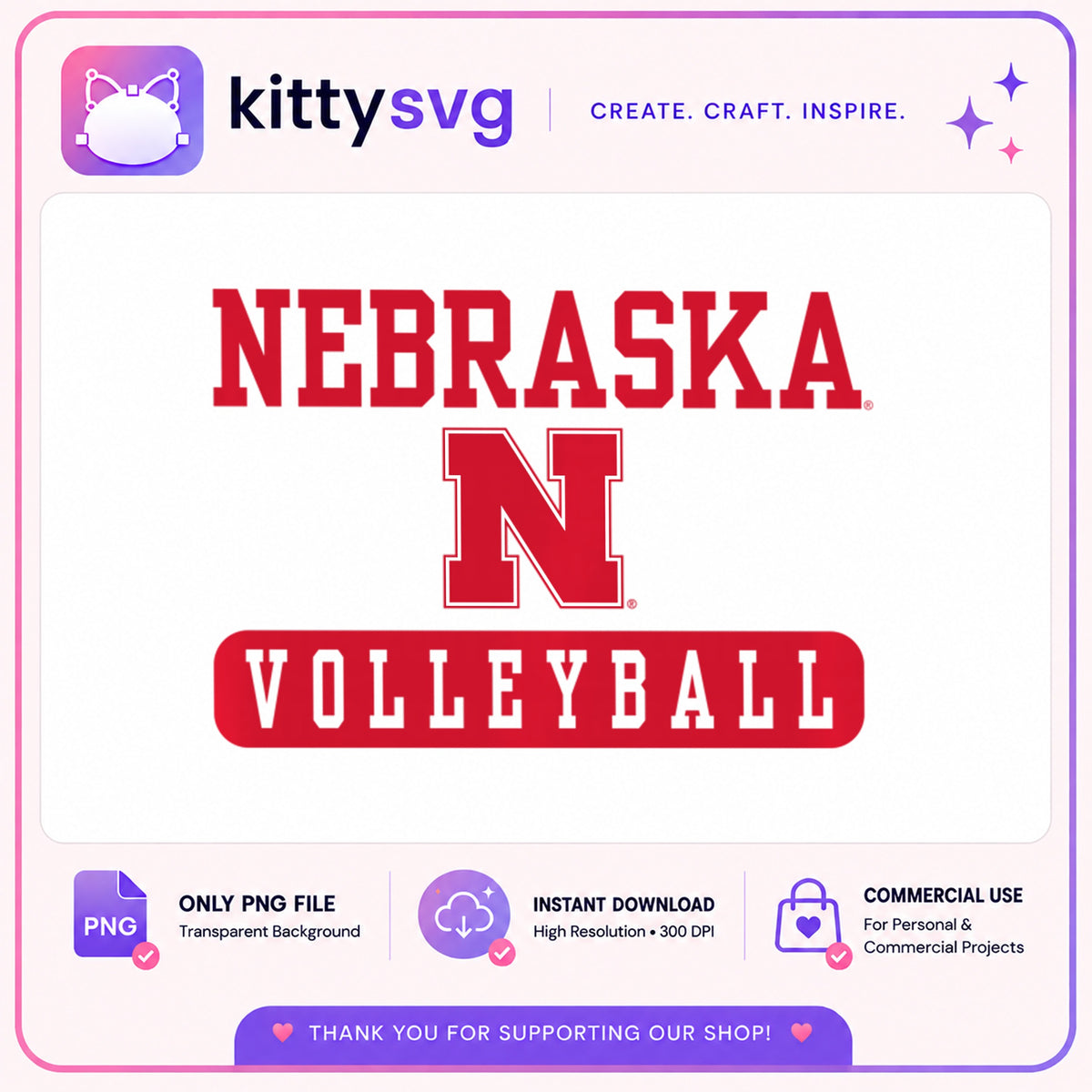 Nebraska Volleyball PNG, Huskers Sport Logo, College Team PNG