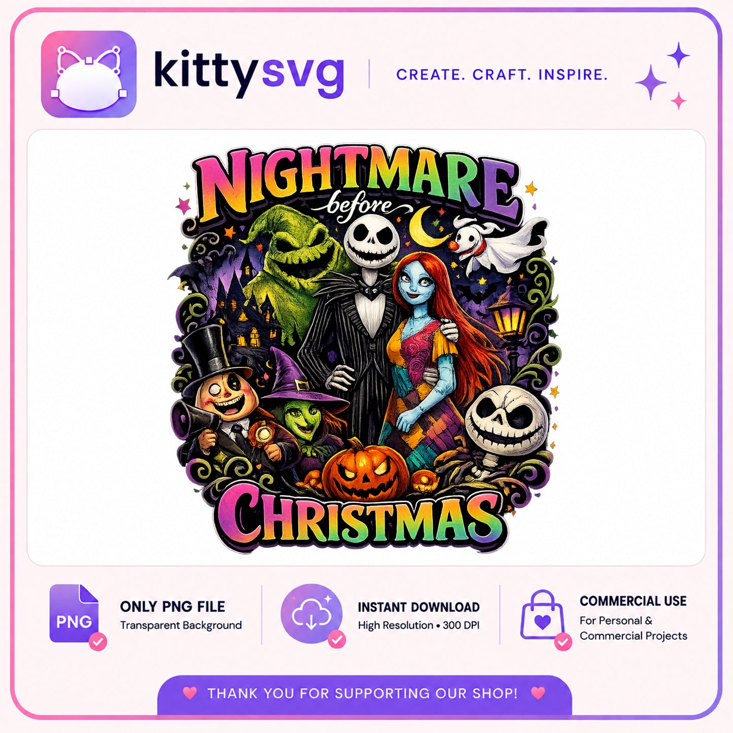Nightmare Before Christmas PNG, Jack And Sally PNG, Halloween Christmas PNG