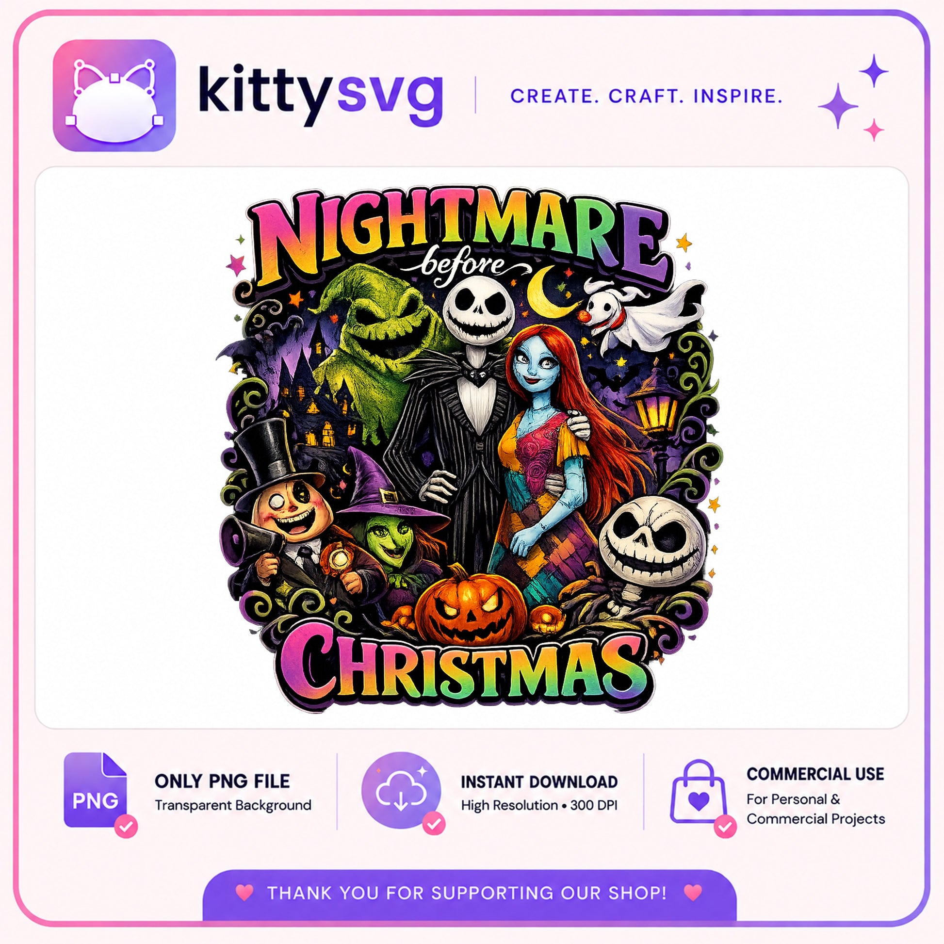 Nightmare Before Christmas PNG, Jack And Sally PNG, Halloween Christmas PNG