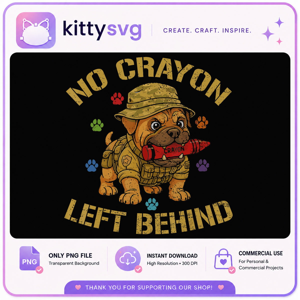 No Crayon Left Behind PNG, Marine Corps Dog PNG, Military PNG