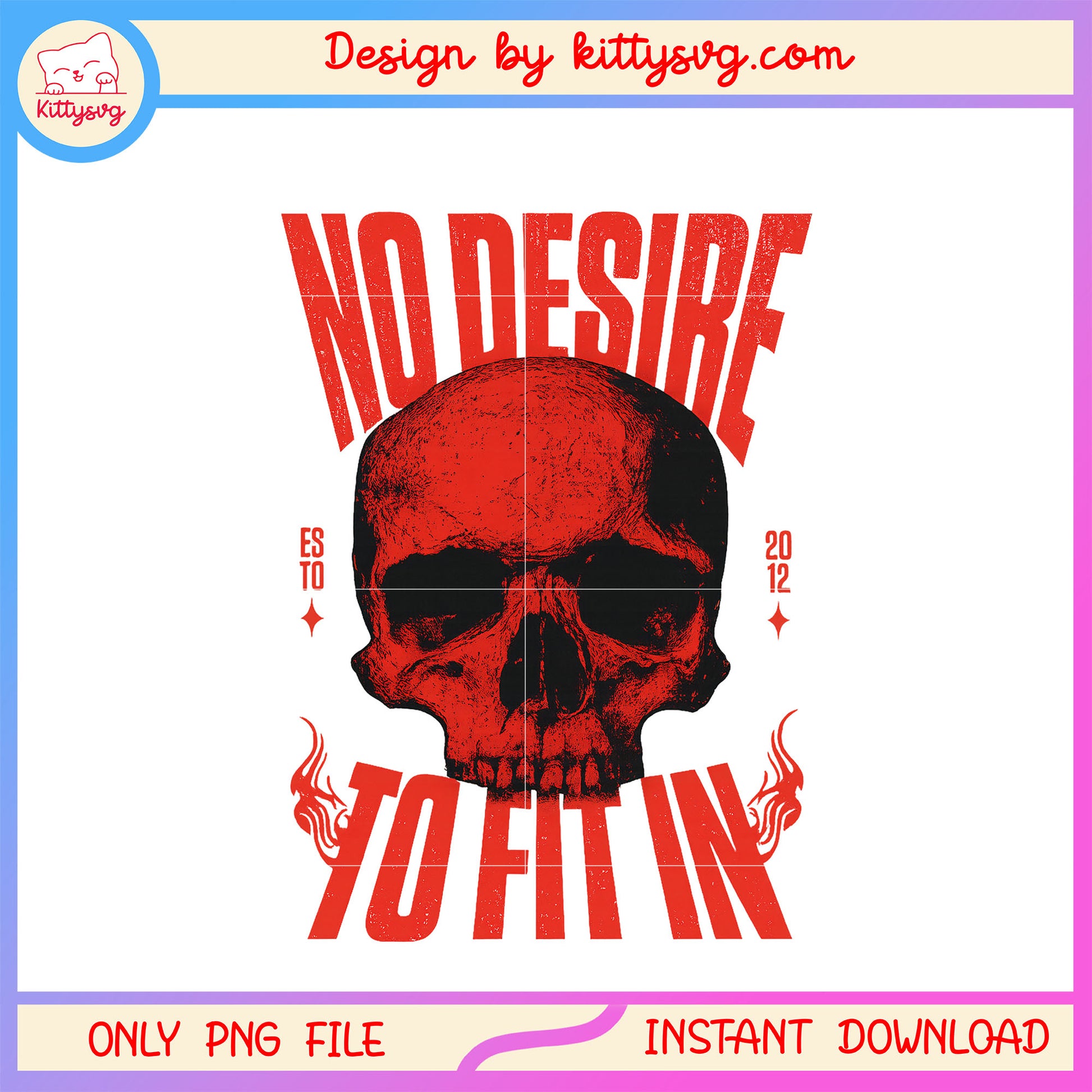 No desire to fit in skull horror design png, red skull​ png