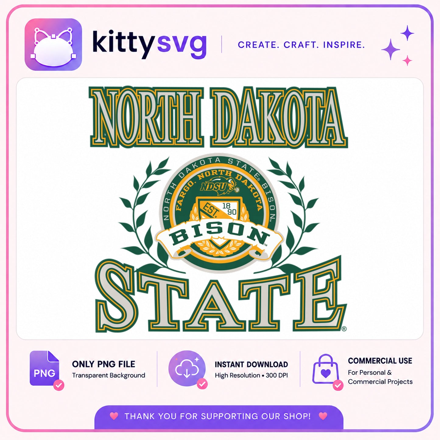 North Dakota State Bison PNG, NDSU Bison Logo PNG, College PNG
