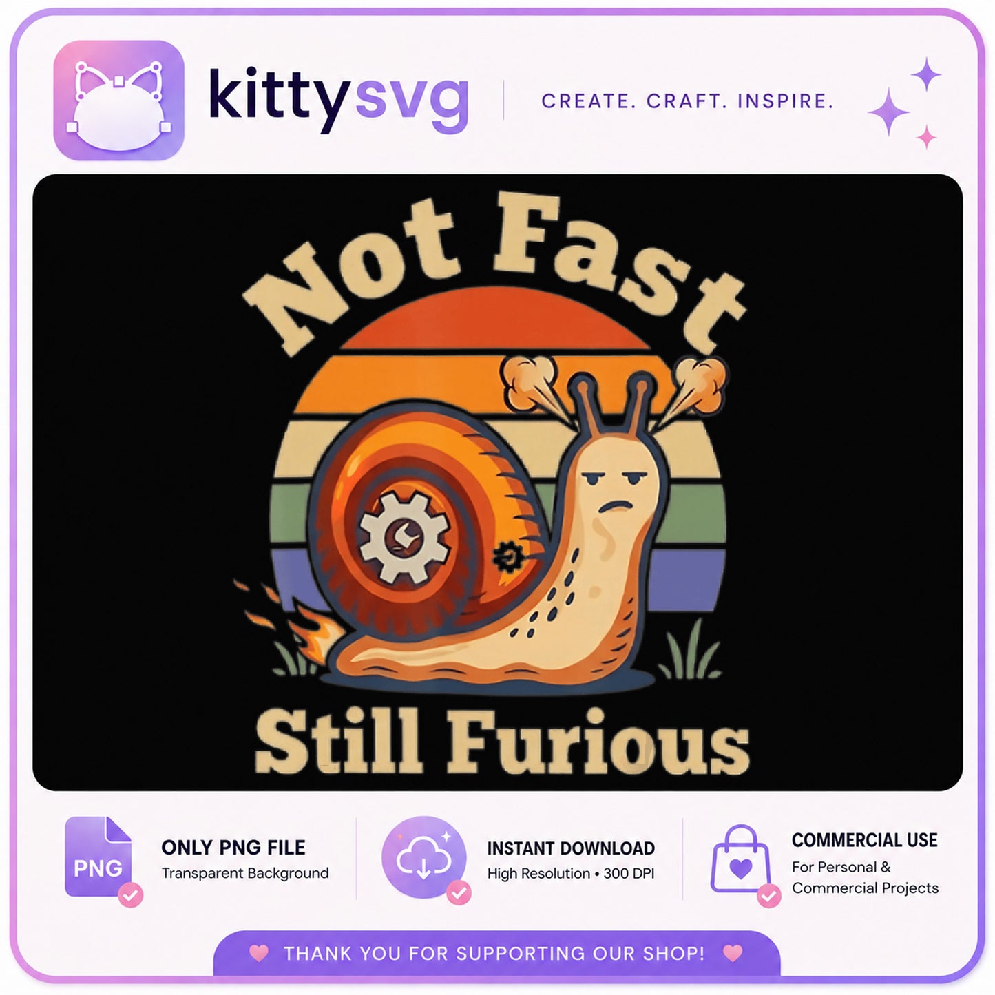 Not Fast Still Furious Snail PNG, Funny Snail Retro PNG, Sarcastic Humor PNG