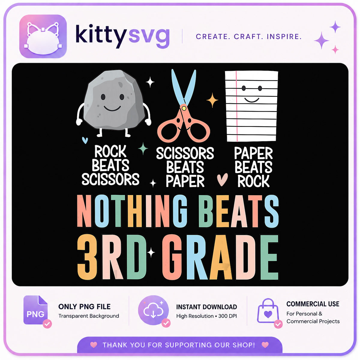 Nothing Beats 3rd Grade PNG, Back To School PNG, Teacher PNG