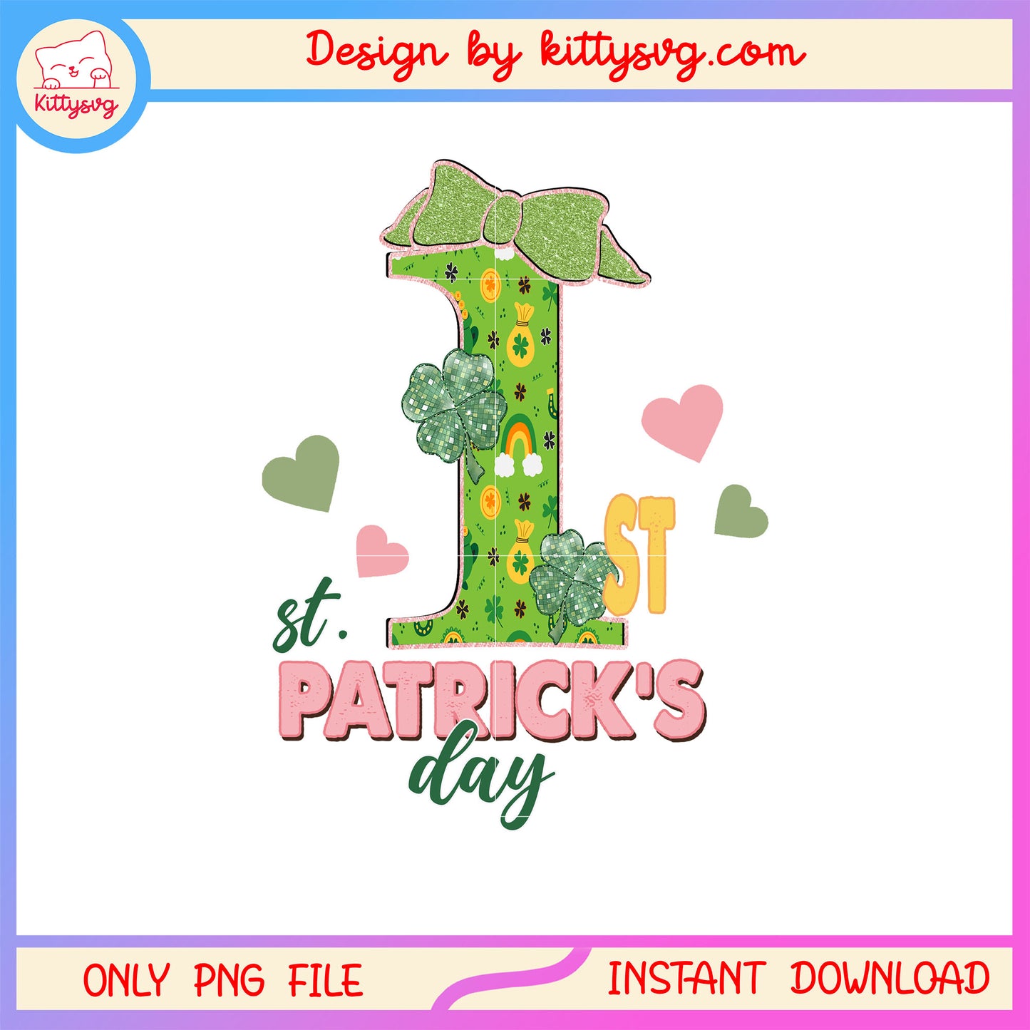 Number one bow green png, st patrick's day bows png